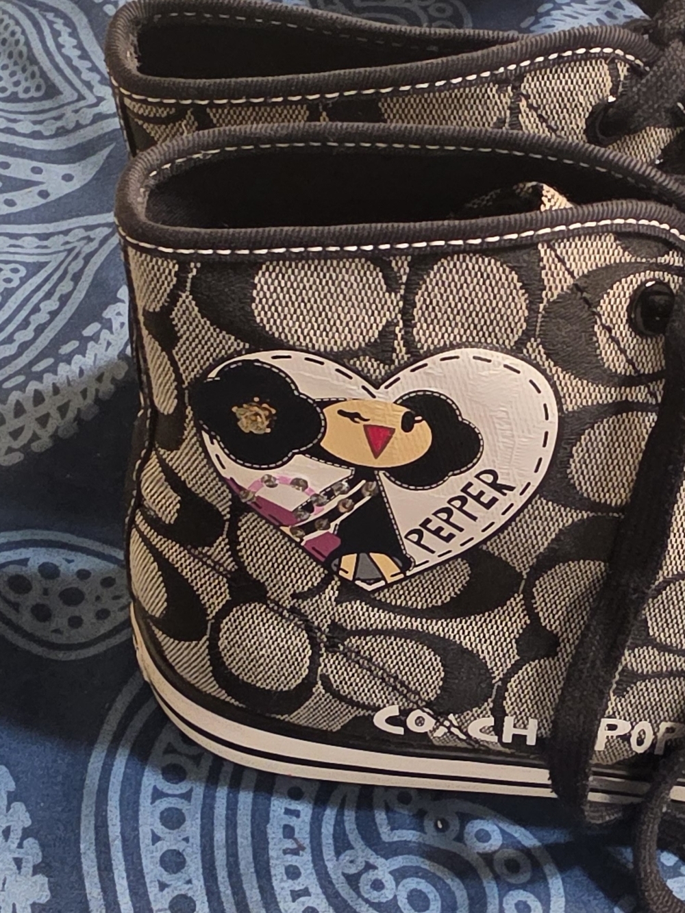 Coach High Top Sneaker in Signature Canvas - Black/White - Picture 2 of 5